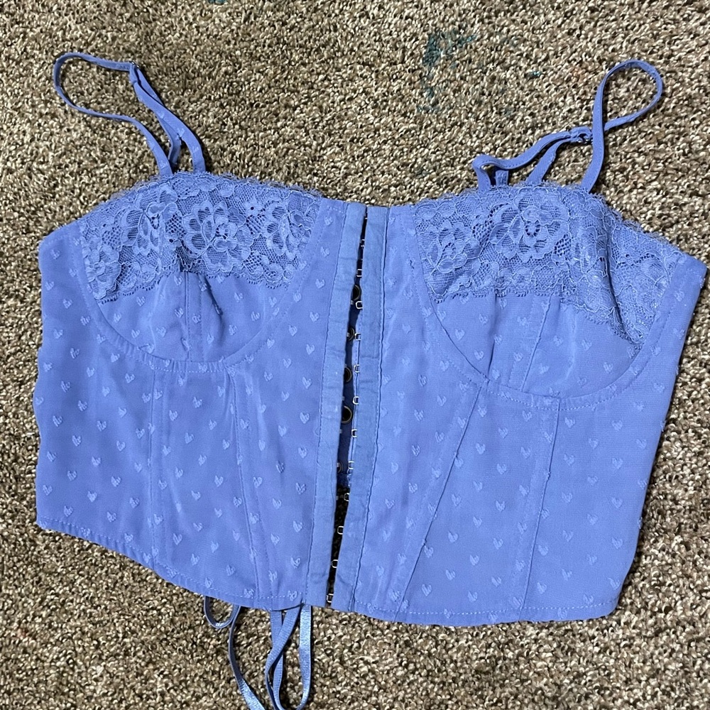 Blue Lace Bustier Top